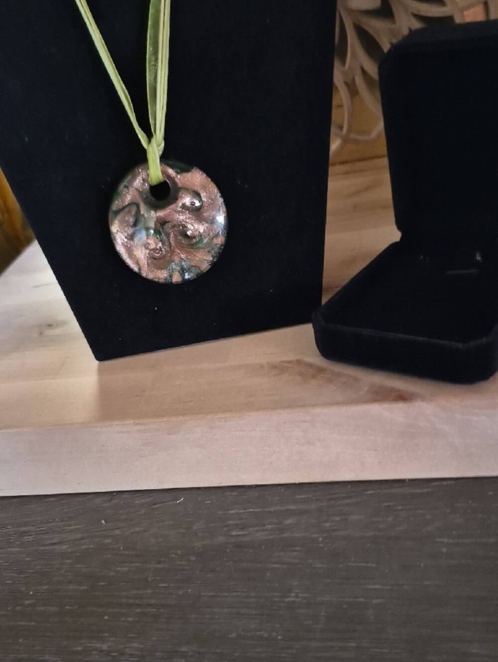 Handcrafted Green and Copper Pendant Necklace - Women Jewelry